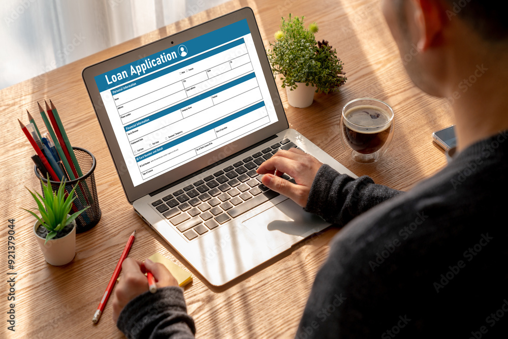 Poster online loan application form for modish digital information collection on the internet network