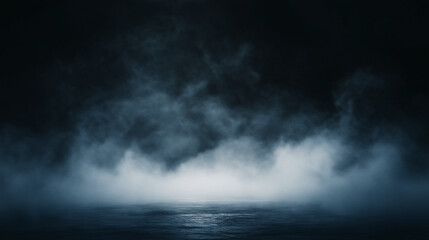 Mysterious Dark Mist over Water with Dramatic Fog and Eerie Atmosphere at Night