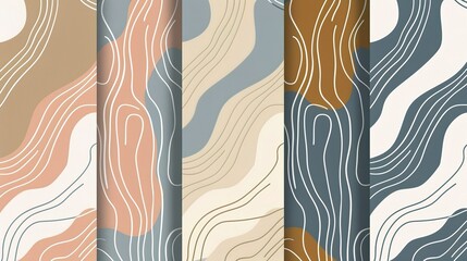 Fototapeta premium Abstract wavy patterns in muted colors create a modern design suitable for interior decoration