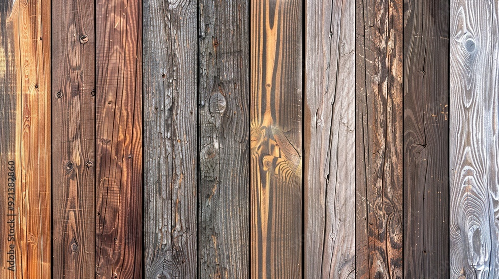 Poster various wooden planks arranged in vertical alignment showing different textures and colors