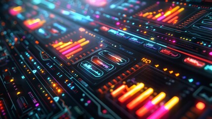 Fototapeta premium Colorful data visualization displayed on a digital screen, representing technological and analytical aspects.