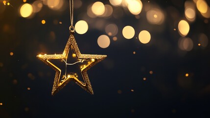 Fototapeta premium Golden Star Ornament with Bokeh Background