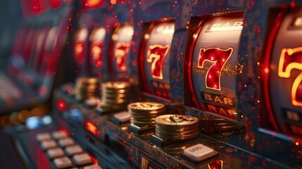 Slot machine reels with Bitcoin coins, symbolizing the gambling aspect of cryptocurrency investments.
