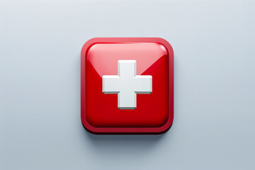 Obraz premium A red and white medical kit with a cross on it. Perfect for illustrating emergency medical supplies, first aid, and healthcare readiness.