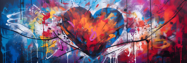 Abstract Heart Graffiti on Urban Brick Wall - A Loud Whisper of Street Art