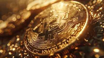Golden Bitcoin coin, symbolizing the value and allure of cryptocurrency.