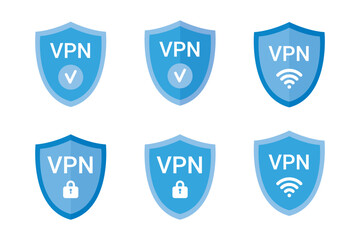 VPN shield icon concept set. sign Vector vpn wifi element 