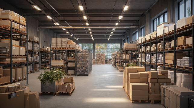 A warehouse in Kaunas, Lithuania, in October 2020. A modern retail store with a well-organized storage space.
