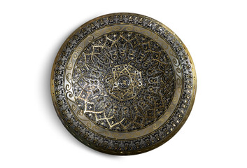 Colorful copper plate on white background for house decoration.