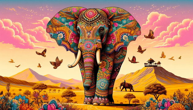 beautiful color design rajasthani indian art decorated indian elephant