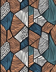 Abstract geometric seamless pattern with animal print. Trendy hand drawn textures.