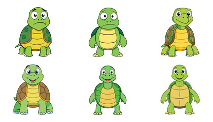 Obraz premium Tortoise cartoon character illustration set