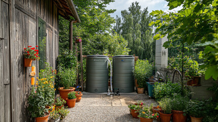 Collect and store rainwater in a tank. Use pipes to direct the rainwater to places like the laundry room, toilet, and garden. This helps save water and protect the environment.