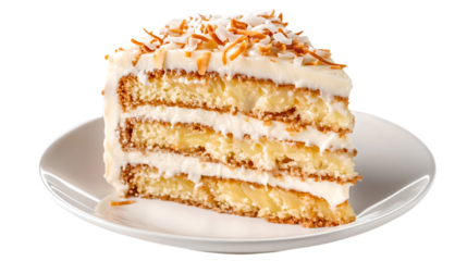 coconut pineapple cake with multiple layers, Transparent background