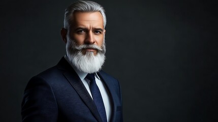 Fototapeta premium Elegant Senior Man in Suit with Distinguished Gray Beard - Portrait