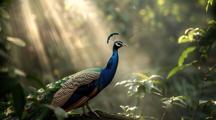 Obraz premium Peacock or Peafowl in forest