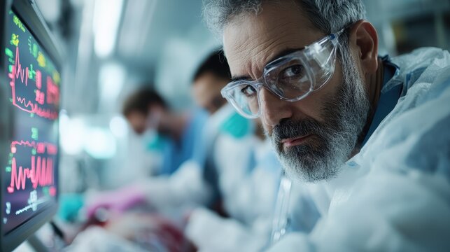 A close-up shot of surgeons diligently operating in the OR, with an emphasis on the technology and attention to detail necessary for life-saving procedures.