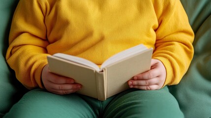 Fototapeta premium Young Woman Reading Book, Close-Up, Words Come To Life