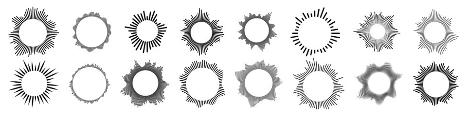 Round wave symbol. Sound wave icon set.