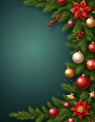 blank writing space, Christmas background, ornaments and lights, Christmas tree