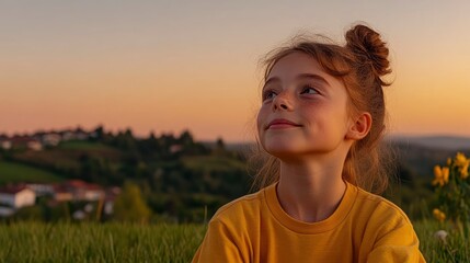 Sunset Terrace, Young Woman Relaxes, Peace In Every Breath