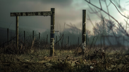 Obraz premium Futuristic rustic rugby posts.