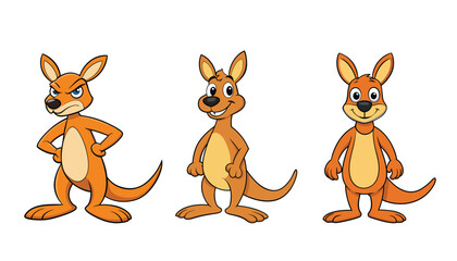 A kangaroo cartoon character design illustration set
