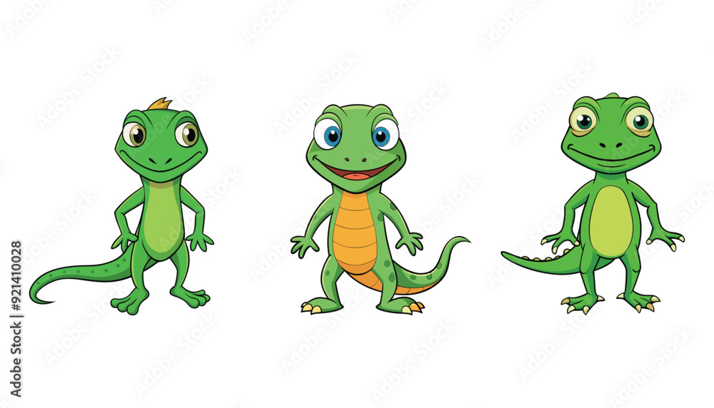 Wall mural Lizard cartoon character illustration set