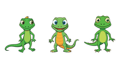 Lizard cartoon character illustration set