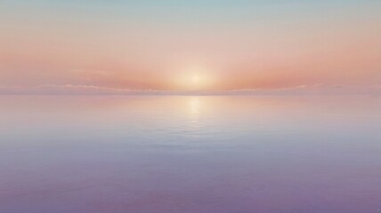 Fototapeta premium An abstract design featuring arches of pastel colors and a sun in the middle. The colors are subtle and muted, creating a harmonious and aesthetically pleasing sea landscape. Wallpaper background 