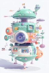 Naklejka premium 3D render of a futuristic building