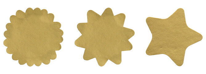 Gold label price vintage label, cutout from vintage magazine, coupon, discount, offer, blank design, postage stamps, mail and letters, png isolated on transparent background