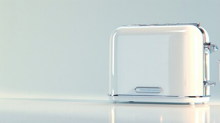 Modern White Toaster with Silver Accents on a White Background