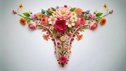 Close-up abstract artwork of a floral uterus, perfect for gynecology or medical backgrounds, frau, floral, close up