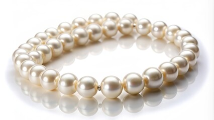 Pearl necklace isolated on white background, pearls, jewelry, elegant, luxury, fashion, accessory, white background, necklace