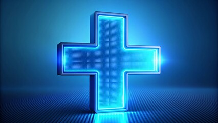 Obraz premium Virtual blue plus sign symbolizing health insurance for medical purposes, healthcare, insurance, medical, coverage