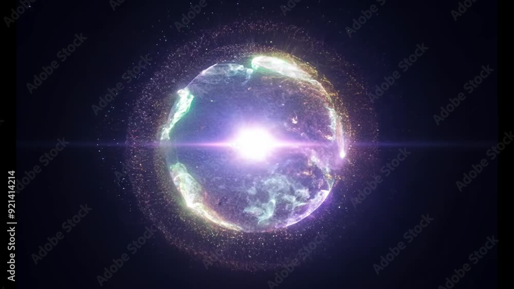 Wall mural abstract cosmic sphere with bright lights