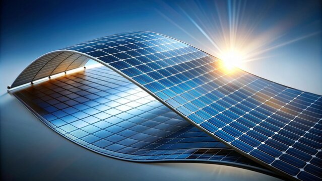 A futuristic and innovative flexible solar panel with a sleek design , clean energy, technology