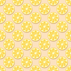 Seamless vector print pattern wallpaper illustration with lemons fruit fresh vegetarian plant 