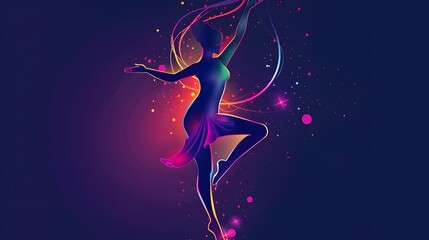 Obraz premium Ballet Dance logo vector design symbol,icon. Concept for dance club, dance studio. Gym, fitness, running trainer vector colorful logo. Active Fitness, sport, dance web icon and symbol