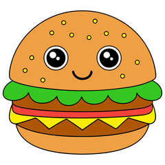 cartoon illustration of a hamburger