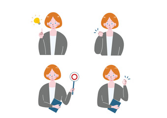 アドバイスするスーツを着た英会話教師のイラストセット