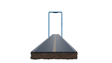 3D road and sky 3d floating road and land image manipulation design sunny sky highway concept speed tour and transport