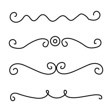 Set of hand drawn underlines. Hand made doodles EPS Vector