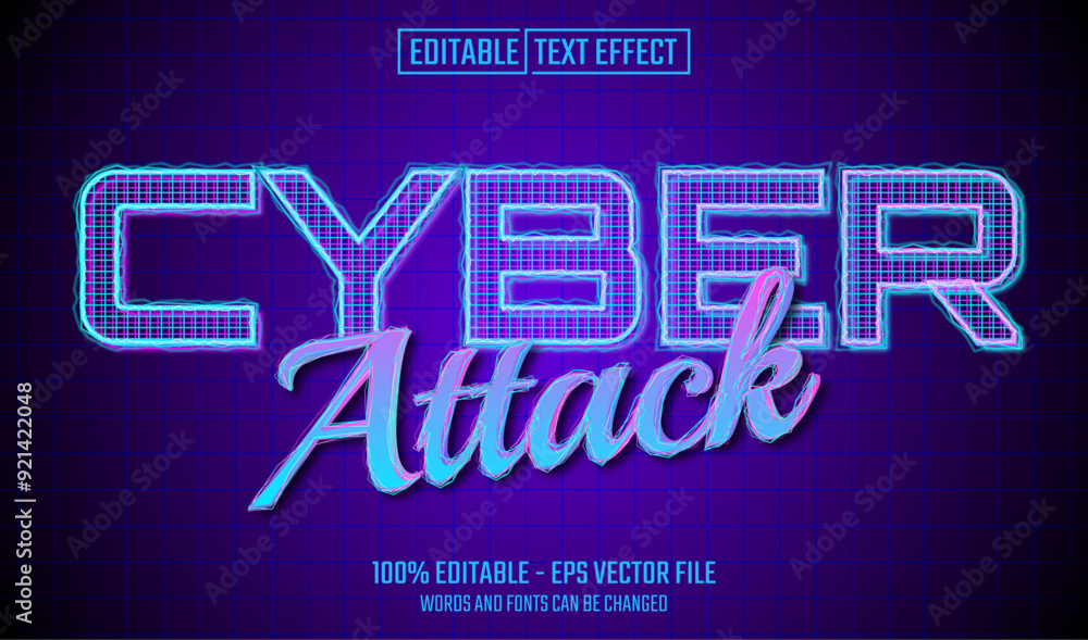 Poster cyber attack editable text effect