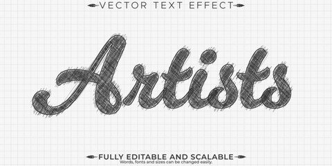 Sketch editable text effect, editable artist and drawing text style