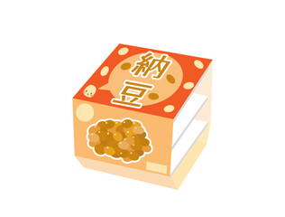 納豆3パックをイメージしたパッケージのイラスト