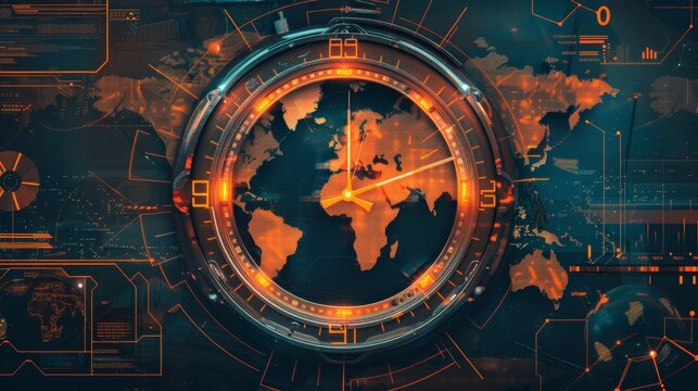 A world clock showcasing different time zones emphasizing the challenges and opportunities of global operations