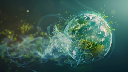Obraz premium A high-tech illustration of the Earth with a focus on the ozone layer, celebrating World Ozone Day with modern visuals