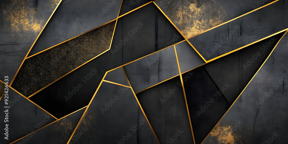Canvas Prints geometric black gold background. luxurious textured background of lines and slabs